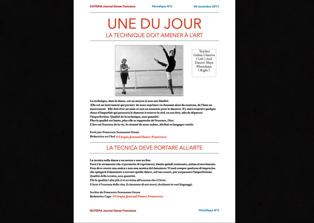 @Utopia Journal Danse Francesca Périodique n.3-30 Novembre 2017 page 1 version bilingue
