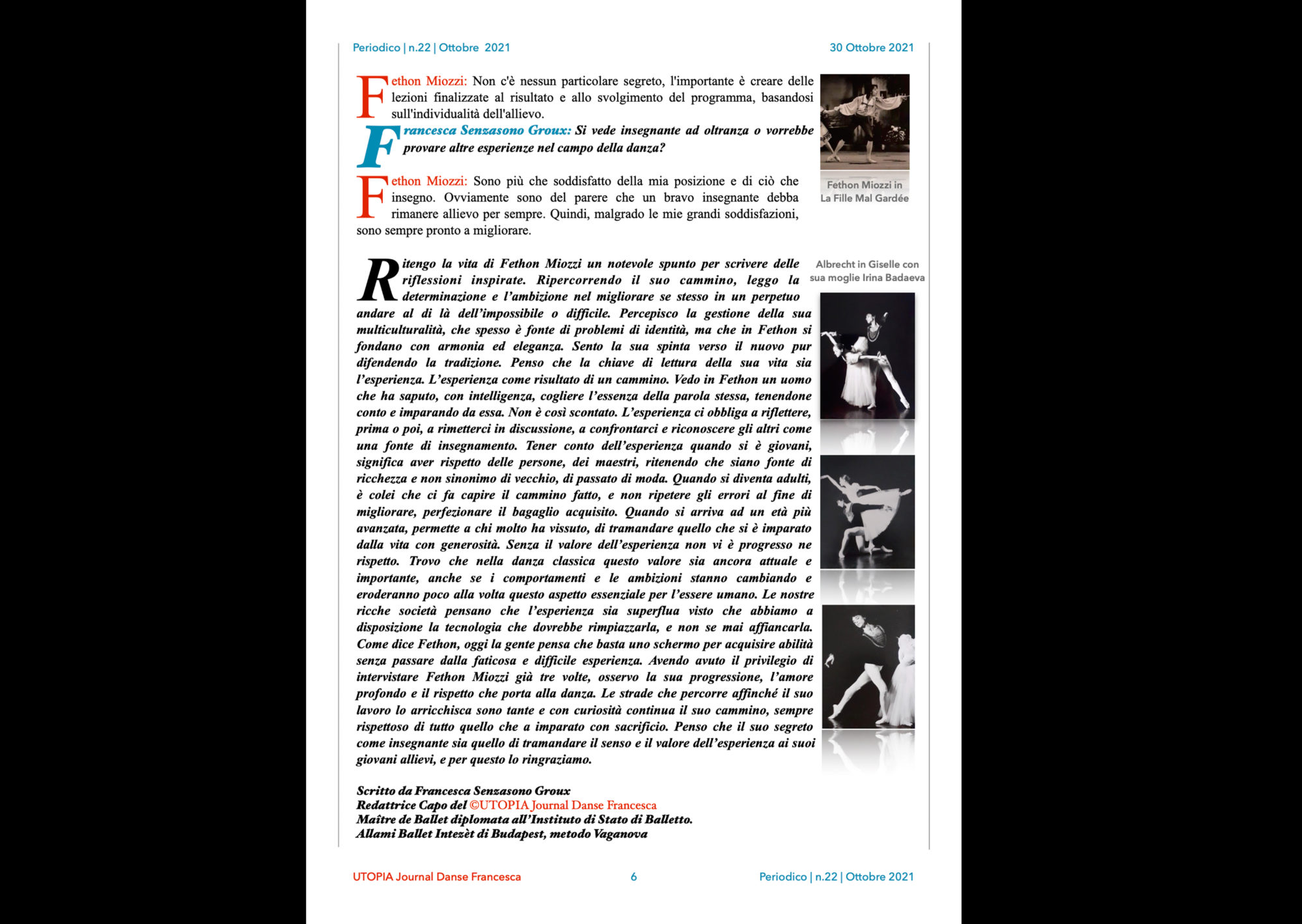 ©UTOPIA Journal Danse Francesca Periodico n° 22 29 Ottobre 2021 pagina 6