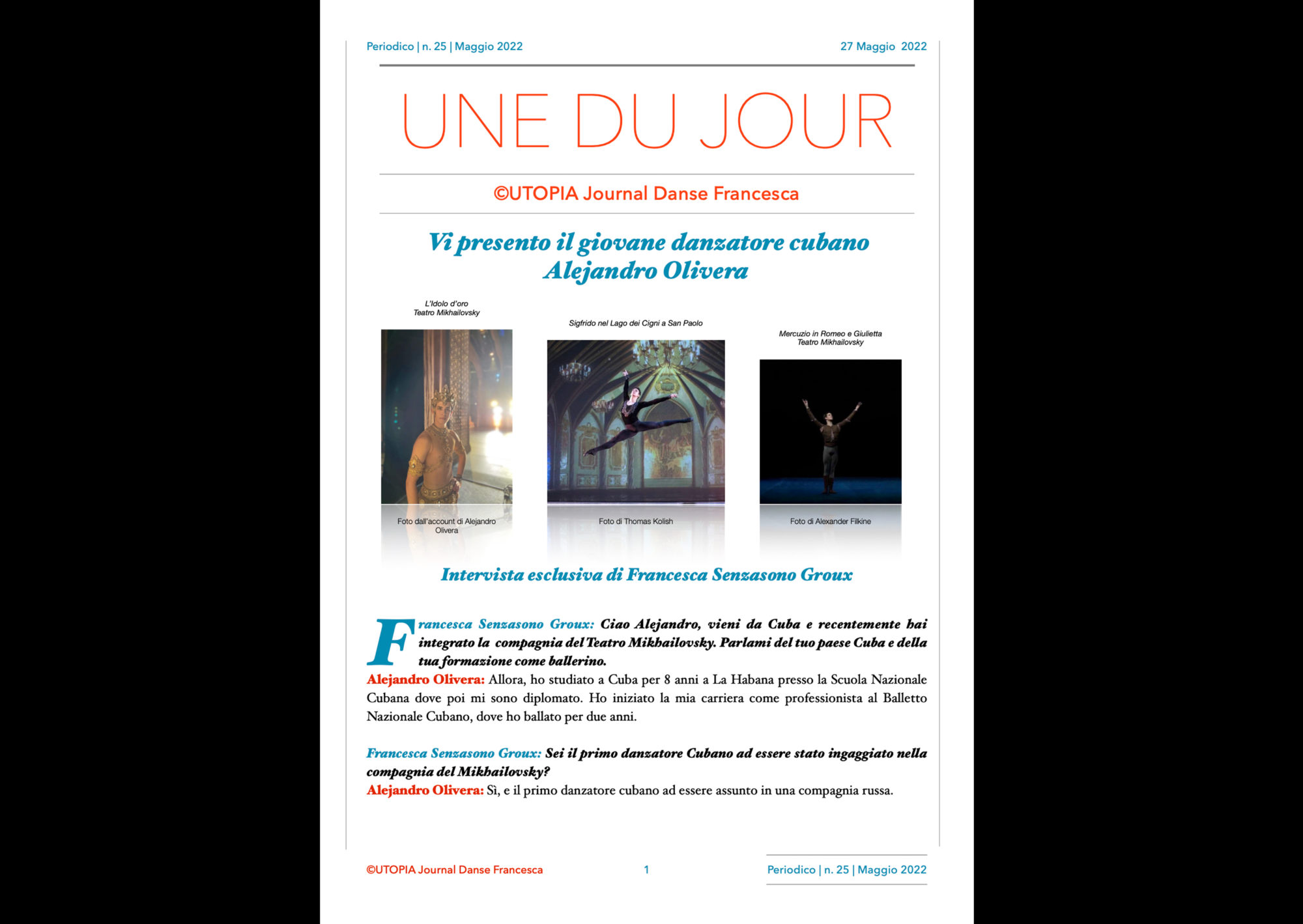 Utopia Journal Danse Francesca Periodico n.25-27 Maggio 2022 pagina 1