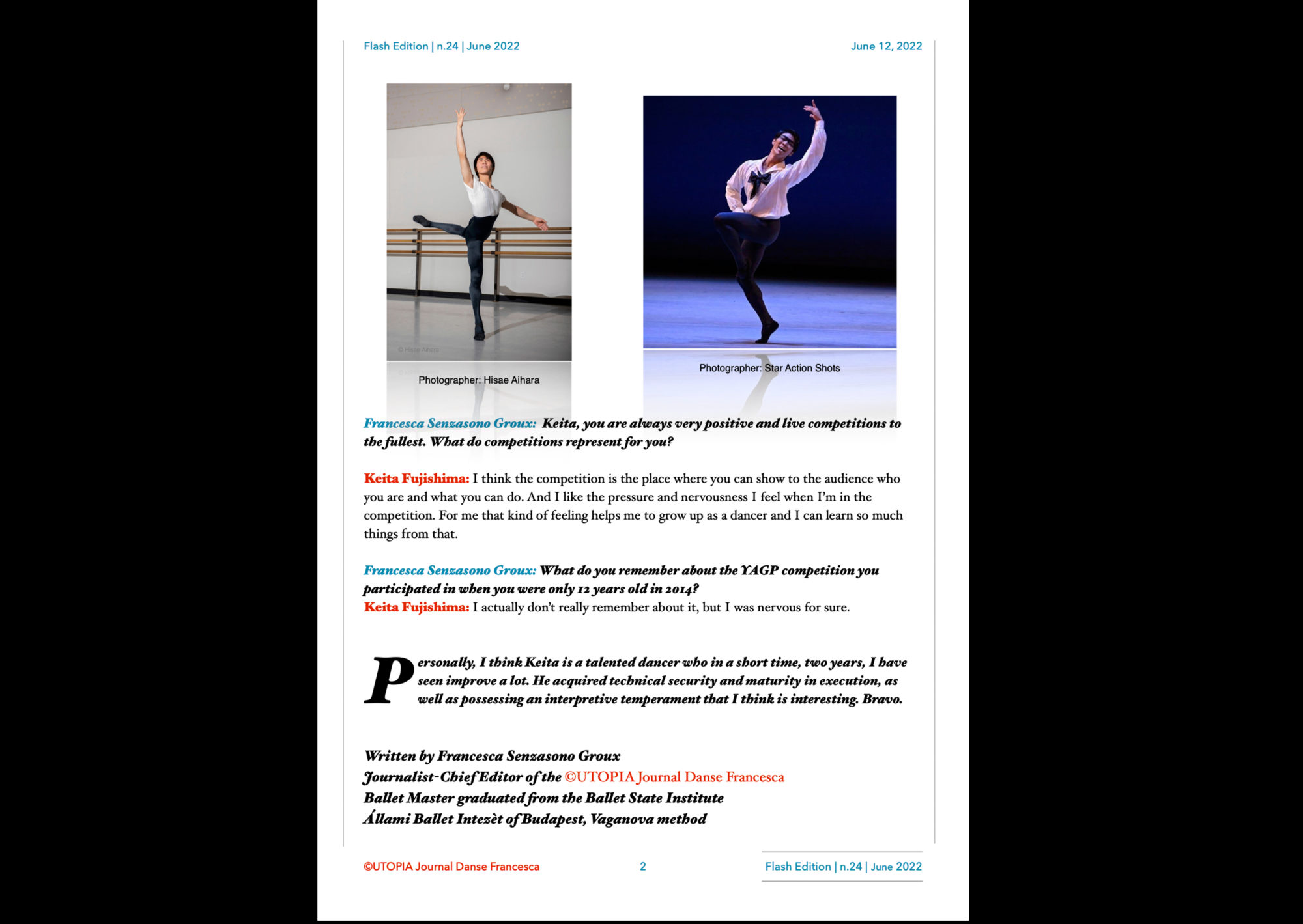 ©UTOPIA Journal Danse Francecsa Extraordinary Flash Edition n.24 June 11, 2022 page 2