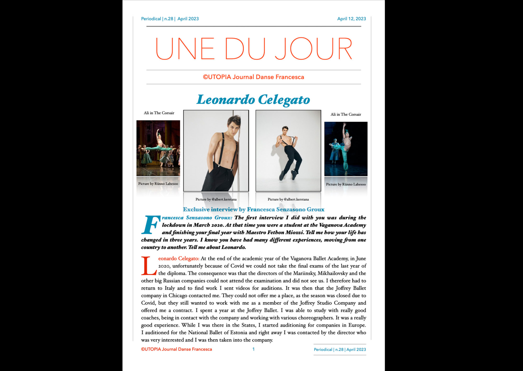 ©UTOPIA Journal Danse Francesca Periodical n.28 April 12, 2023 page 1