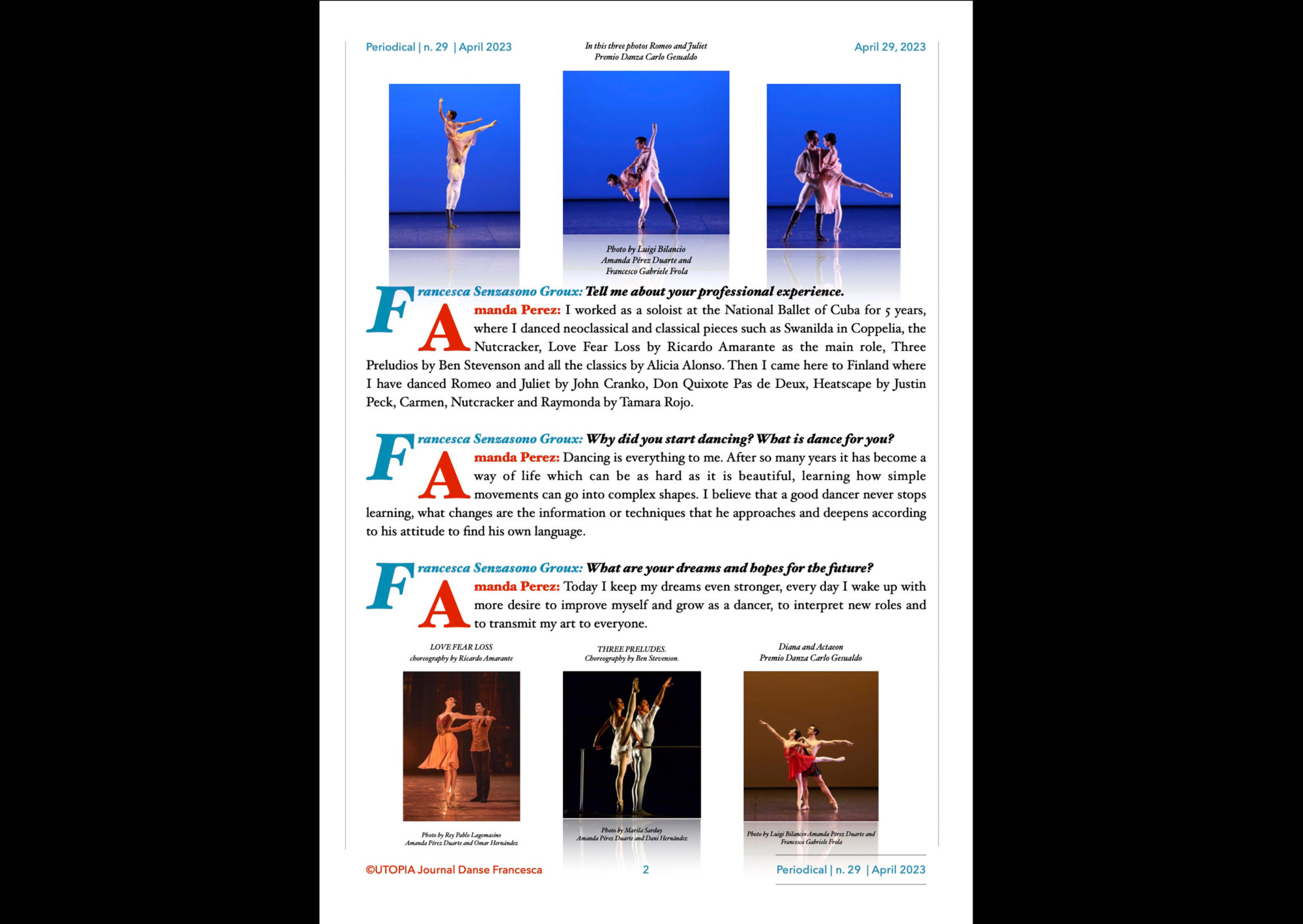 ©UTOPIA Journal Danse Francesca Periodical n.29 April 29, 2023 page 2