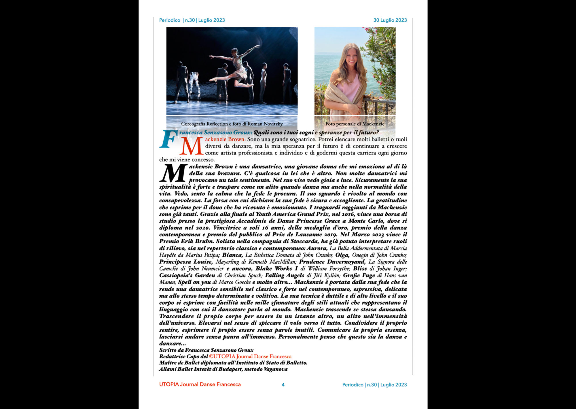 ©UTOPIA Journal Danse Francesca Periodico n.30 30 Luglio 2023 pagina 4