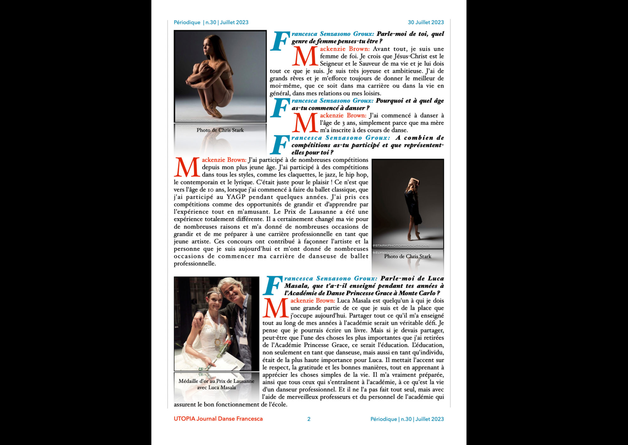 ©UTOPIA Journal Danse Francesca Périodique n.30 30 juillet 2023 page 2
