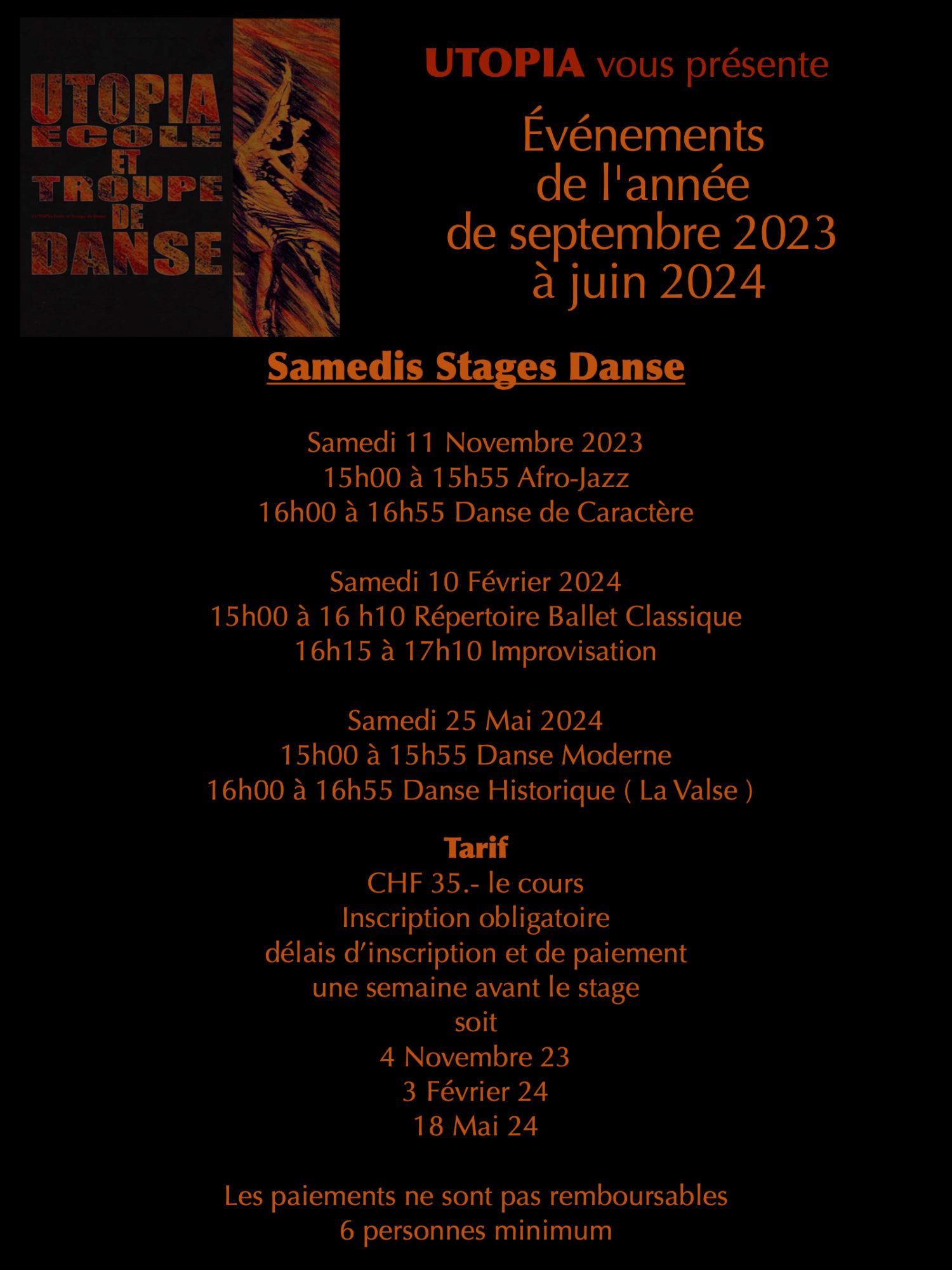 ©UTOPIA École et Troupe de Danse -Stages 2023-2024