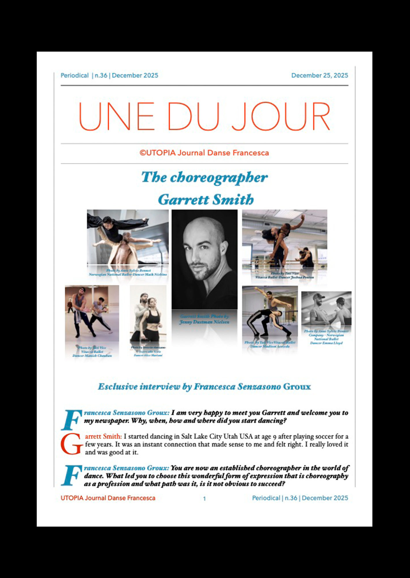 ©UTOPIA Journal Danse Francesca Periodical n. 36 , December 25, 2025, english version, page 1