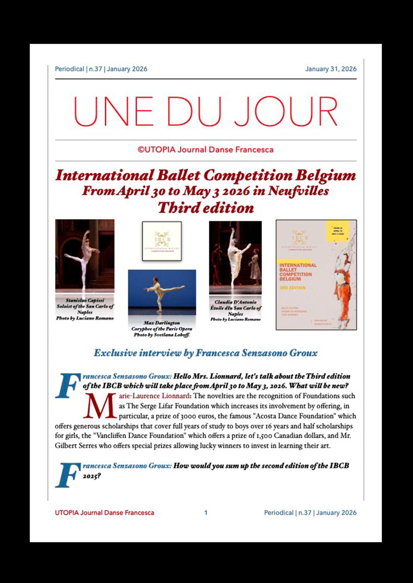 ©UTOPIA Journal Danse Periodical n°37, January 31, 2026 page 1