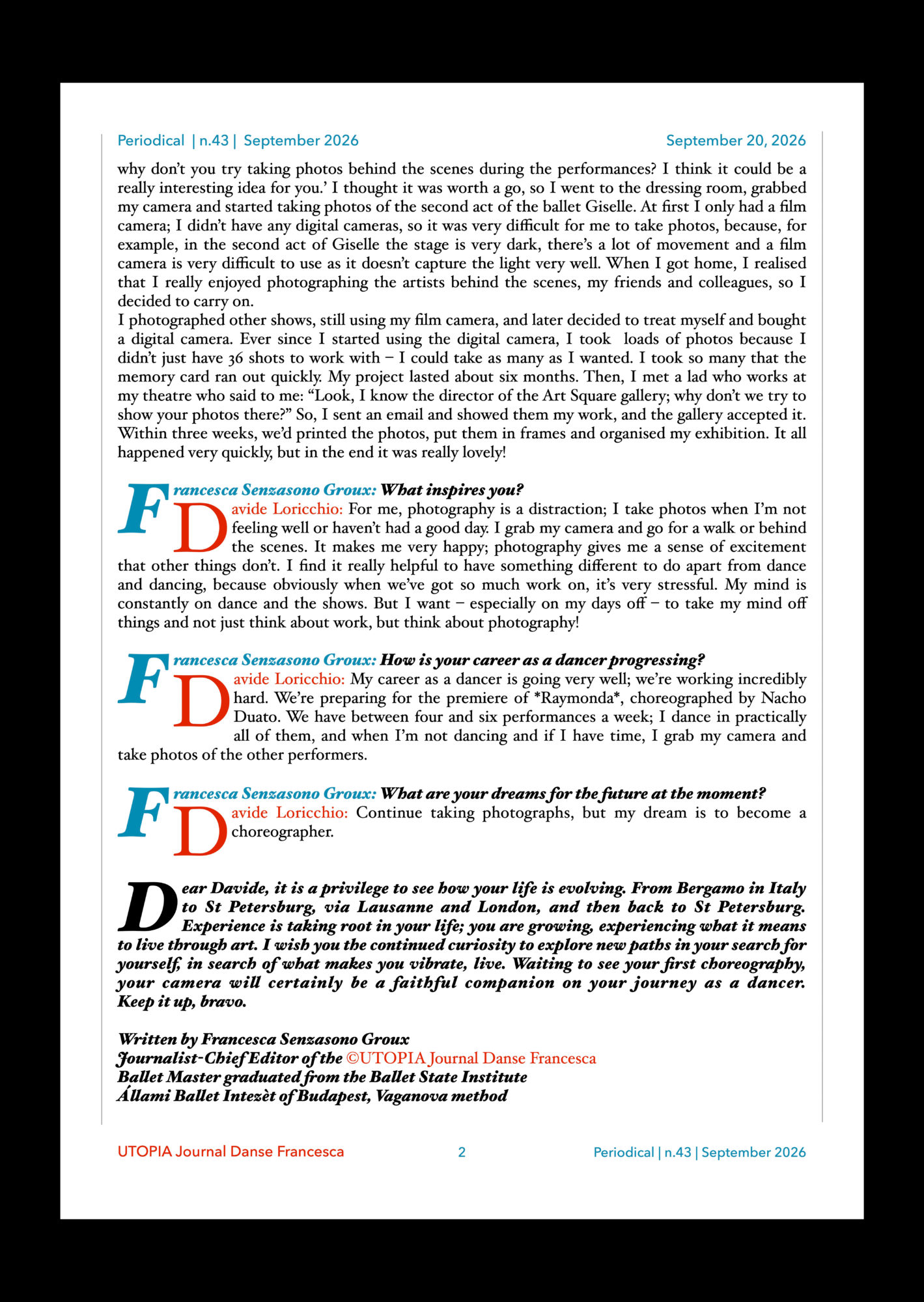 ©UTOPIA Journal Danse Periodical n 43, September, 20 2026 page 2