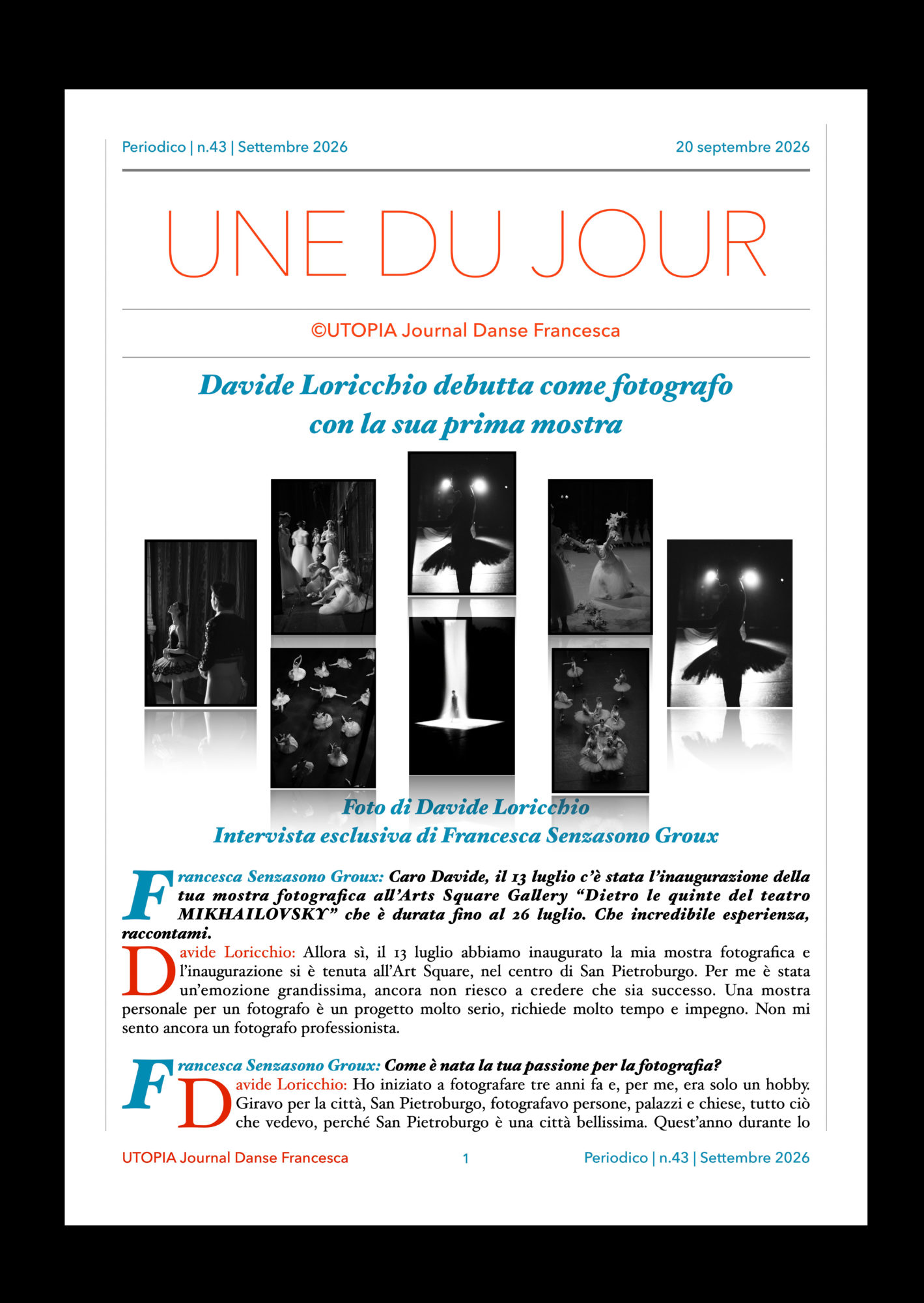 ©UTOPIA Journal Danse Periodico n 43 20 Settembre 2026 pagina 1