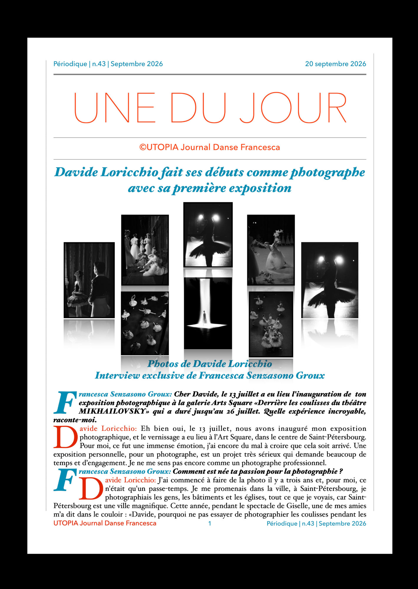 ©UTOPIA Journal Danse Périodique n° 43, 20 Septembre 2026 page 1
